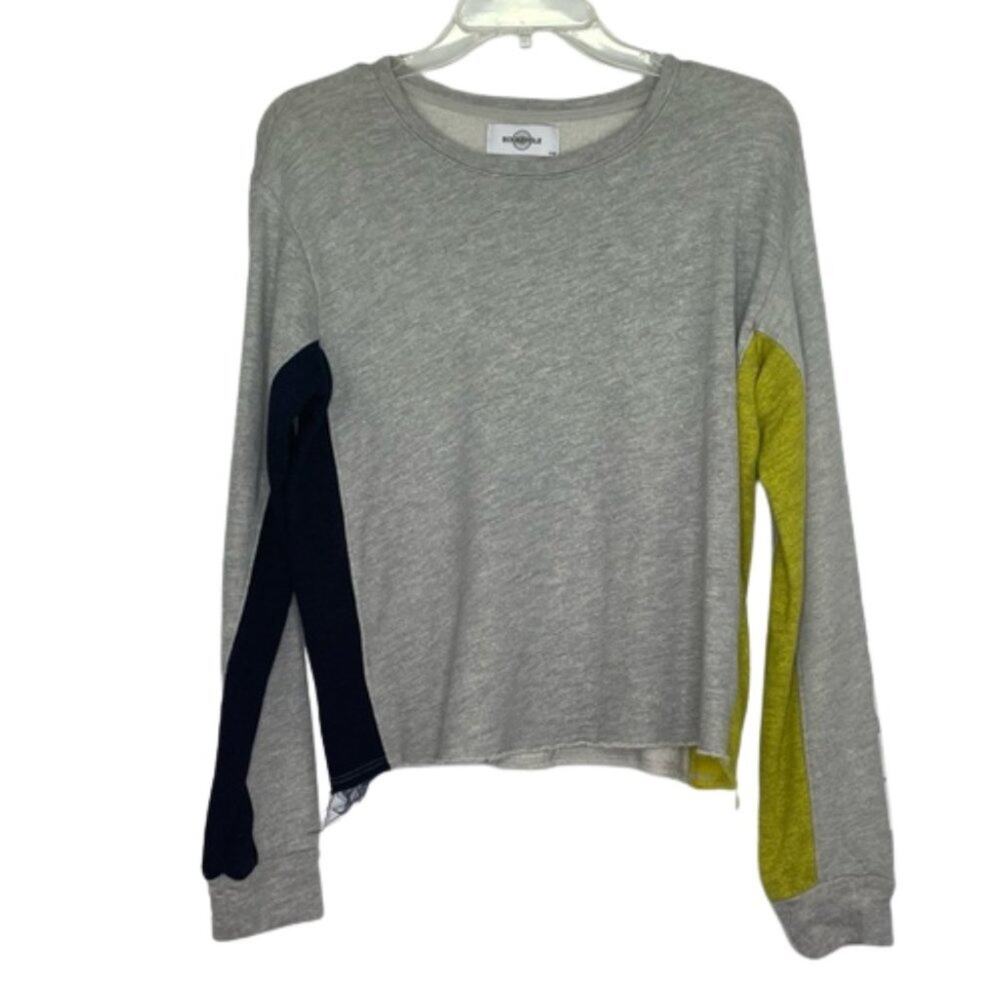 Soulcycle gray pull over raw hem size Large